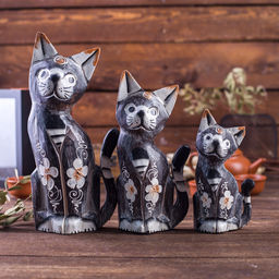 Сувенирный набор дерево "Кошки коричневые" (15,20,25) 15х8х25 см