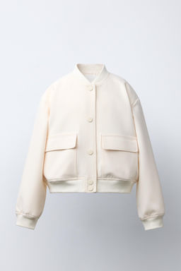 CROPPED BOMBER JACKET WITH SHOULDER PADS