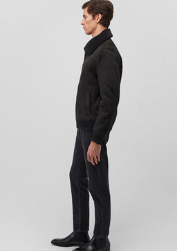 Siyah Suni Deri Ceket - Mavi фото 2