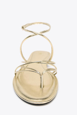 GOLD STRAPPY FLAT SANDALS - Zara фото 8