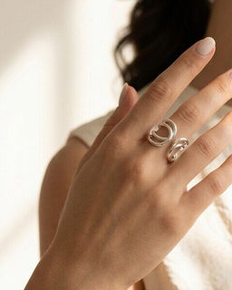 Кольцо с белым серебрением