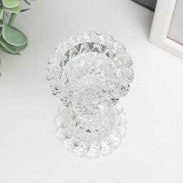 Стеклянный подсвечник на 1 свечу «Кристалл», прозрачный, 13×6×6 см