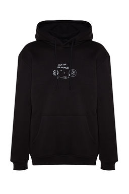 TRENDYOL MAN Siyah Regular/Normal Kesim Uzay Nak?sl? Kapusonlu Ici Polar/S?cak Tutan Sweatshirt TMNAW24SW00101 - Trendyolmilla фото 22