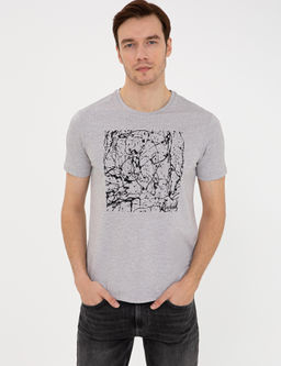 Серая футболка узкого кроя с круглым вырезом