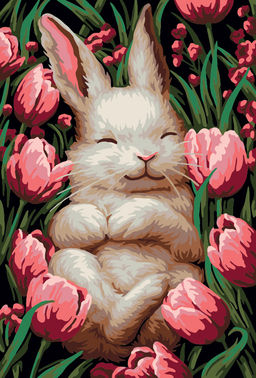 ФРЕЯ PNB/PS-375 Набор для раскрашивания по номерам 30 х 20 см Зайка в тюльпанах