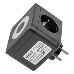 S-GES2-16SBUC BLACK Разветвитель сетевой с выключателем, с/з. 2 гнезда. 2USB+1TYPE C. 16А, 3500Вт. Черный. ТМ Uniel