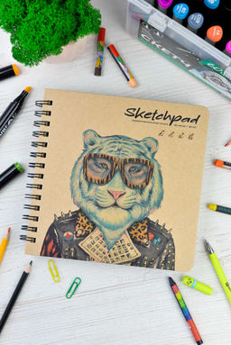 Скетчпад 200х200 мм, 120 л, блок - крафт-бумага 80 г/м?, арт. 61862 МОДНЫЙ ТИГР - Феникс+ фото 3