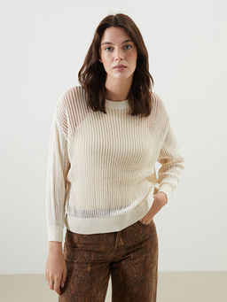 Bisiklet Yaka Ajurlu Oversize Kad?n Triko Kazak