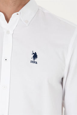 Мужская белая базовая рубашка с длинным рукавом Неожиданная скидка в корзине - U.s. polo assn фото 7