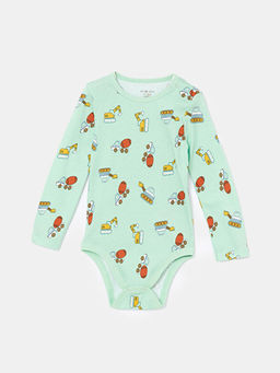 Bisiklet Yaka K?sa Kollu Bask?l? Erkek Bebek ??t??tl? Bodysuit 2li