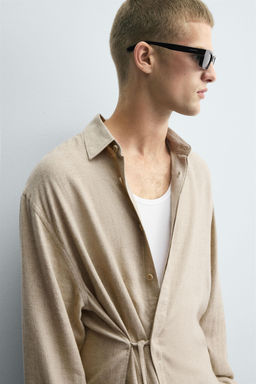 LINEN-VISCOSE TIE SHIRT - Zara фото 6