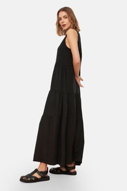 TRENDYOLMILLA Siyah Shift/Duz Kesim Maxi Kolsuz Dokuma Elbise TWOSS20EL1954  фото 14