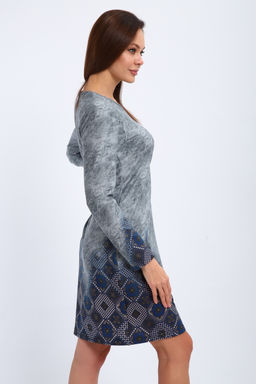 Ночная сорочка из интерлока длинный рукав купон Соня серо-голубой