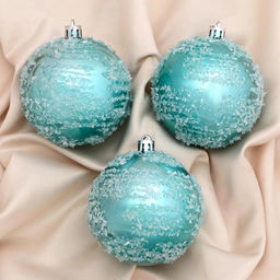 Ёлочные игрушки Джейн, шары новогодние, набор 3 шт., d=8 см, голубой