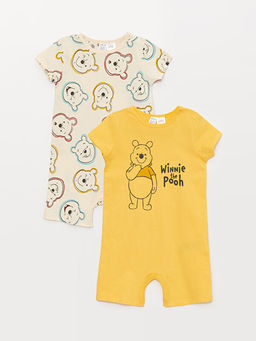 Bisiklet Yaka K?sa Kollu Winnie the Pooh Bask?l? Erkek Bebek Tulum 2li