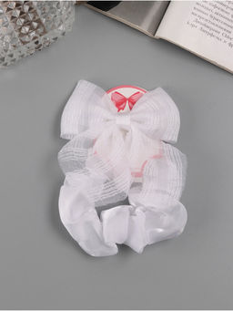 Цена за 6 шт. Набор для волос «Школьница», резинка 10 см, зажим 9 см, полоски объём, белый