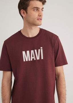 Mavi Logo Bask?l? Bordo Tisort