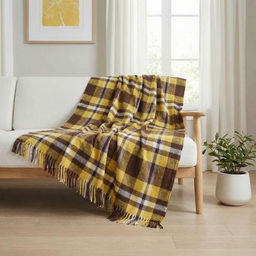 Плед ALTRO арт.ТП1200-12 ЗОЛЬТАУ (клетка желто-корич.)