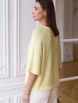 Свободный джемпер с рукавом 3/4 тонкой вязки из вискозы