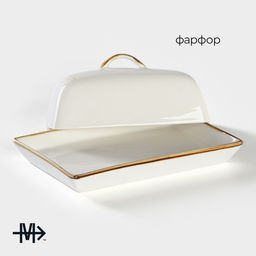 Маслёнка Magistro «Церера», 18×12 см, фарфор, белая