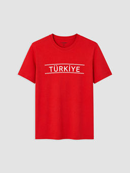 Bisiklet Yaka T?rkiye Bask?l? Erkek Ti??rt