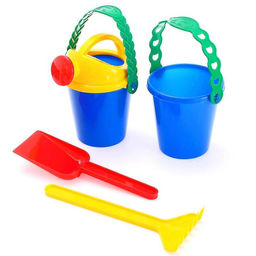 Набор игрушек для песочницы, 4 предмета: ведро, совок, грабли, лейка, МИКС - Соломон фото 2