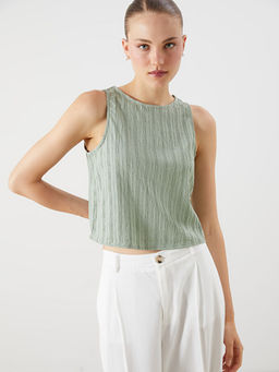 Bisiklet Yaka Dokulu Bluz