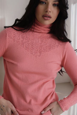 12199 Свитер с ажурной кокеткой розовый - Martichelli фото 13