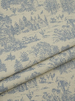 Хлопколен Туаль де Жуи - прованс цв.джинс (на суровом), ш.1.4м, лен-15%, хл-85%, 125гр/м.кв - Купава фото 8