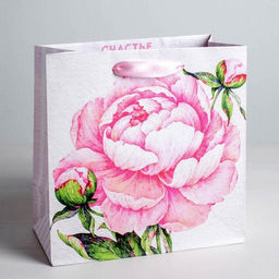 Пакет ламинированный квадратный Счастье ждет тебя, 22 22 11 см