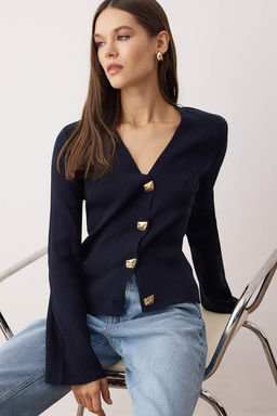 Lacivert*001 Dugme Detayl? Duz Triko H?rka TWOAW26HI00144