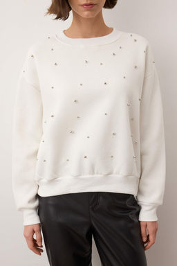 Siyah Tas Akseusar Detayl? Bisiklet Yaka Regular Crop Orme Sweatshirt TWOAW26SW00090 - Trendyolmilla фото 7