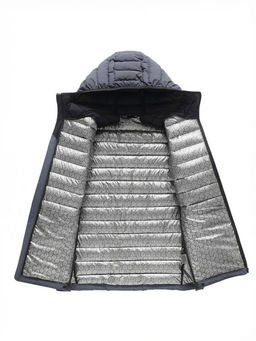 Куртка мужская стёганая с капюшоном с графеновой подкладкой темно-серого цвета 9623_1TC