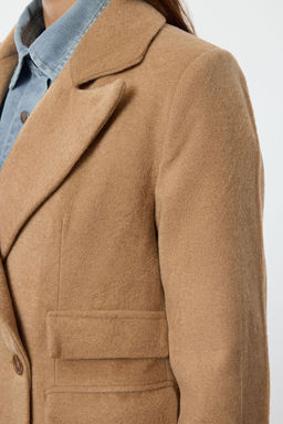 Camel Cep Detayl? Regular Yunlu Uzun Kaban TWOAW25KB00043