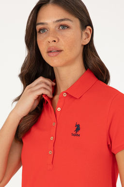 Платье G082GL075 Polo Yaka мини красное из хлопка
