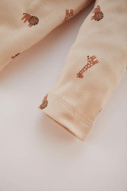 Пижамный комплект в рубчик с длинными рукавами и принтом сафари для маленьких мальчиков - Defacto фото 5