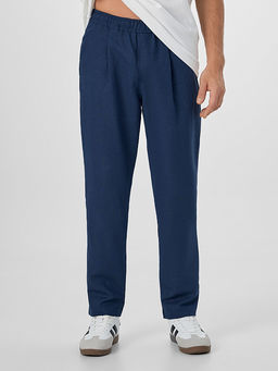 Брюки мужские темно-синие из хлопка и льна