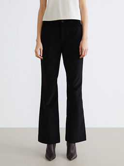 Dar Fit ?spanyol Pa?a Kad?n Kadife Pantolon