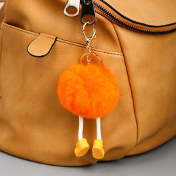 Пушистик на кольце с карабином Чудик с длинными ножками в ботинках оранжевый - Simaland фото 2