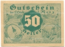 Банкнота 50 геллеров 1920 года Австрия  Рец (нотгельд)