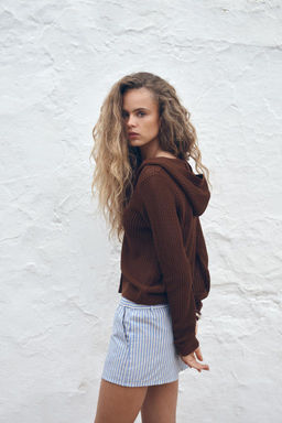 KNIT CARDIGAN WITH HOOD - Zara фото 3
