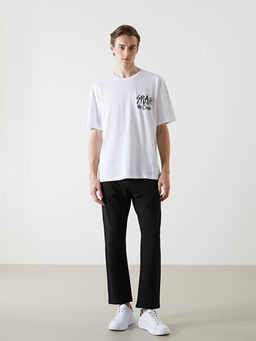 Bisiklet Yaka K?sa Kollu Bask?l? Penye Erkek Ti??rt