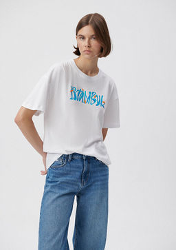 Istanbul Bask?l? Beyaz Tisort