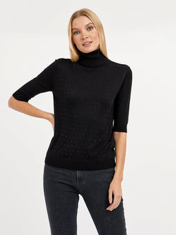 джемпер женский чёрный с добавлением страз