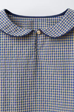 CAMISA CUELLO BOBO CUADROS / Crudo / Azul - Zara фото 5