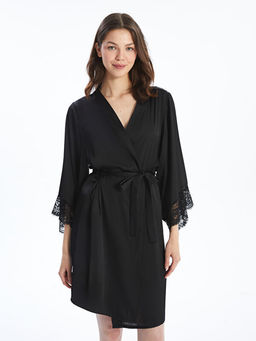 Kruvaze Yaka Saten Kad?n Sabahl?k