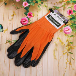 Цена за 12 шт. Перчатки нейлоновые с резиновым покрытием полуоблитые 10 р-р ДоброСад