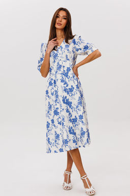 Платье Lars Style 1088 молочно-голубой принт