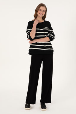 KadДn Siyah Loose Fit Triko Pantolon