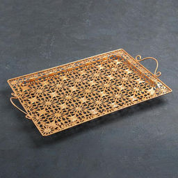 Поднос сервировочный «Золотые цветы», 50×29×6 см, металл, золотистый